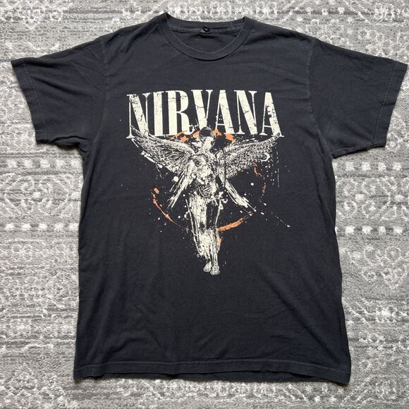 Nirvana In Utero Angel Splatter T-Shirt Black Size Medium Tultex Band Grunge - Picture 1 of 7
